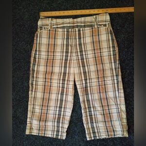 Cato Plaid Bermuda Shorts Tan Beige Black Sz12